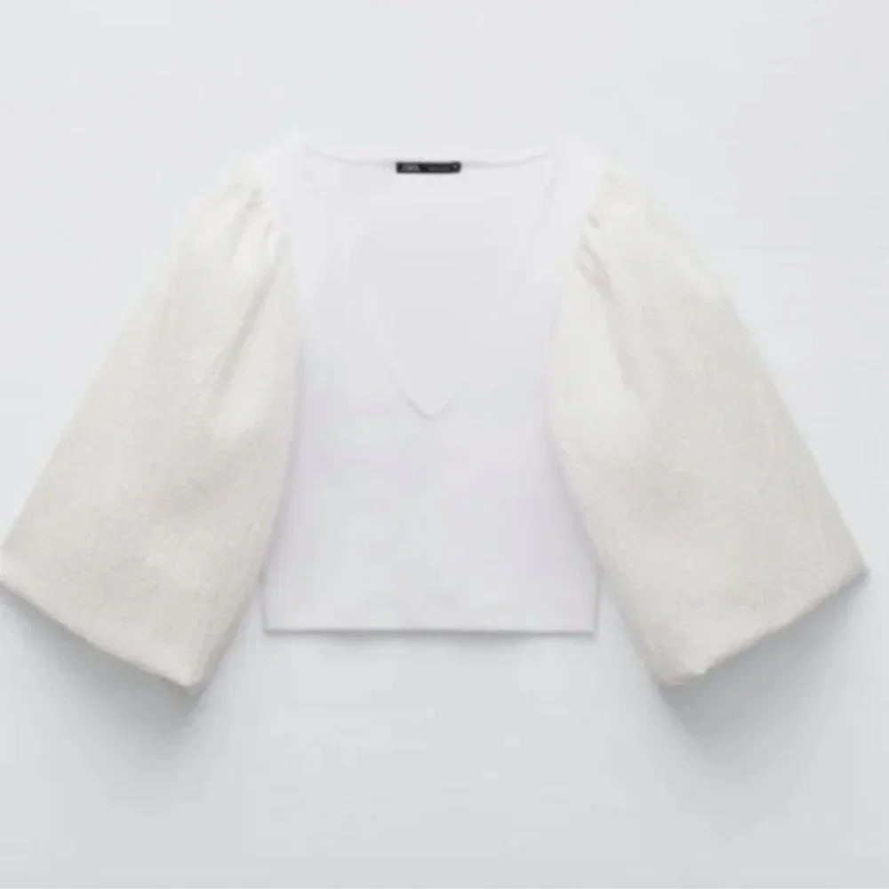 Zara White Matching Textured Top Sz Small NWT
